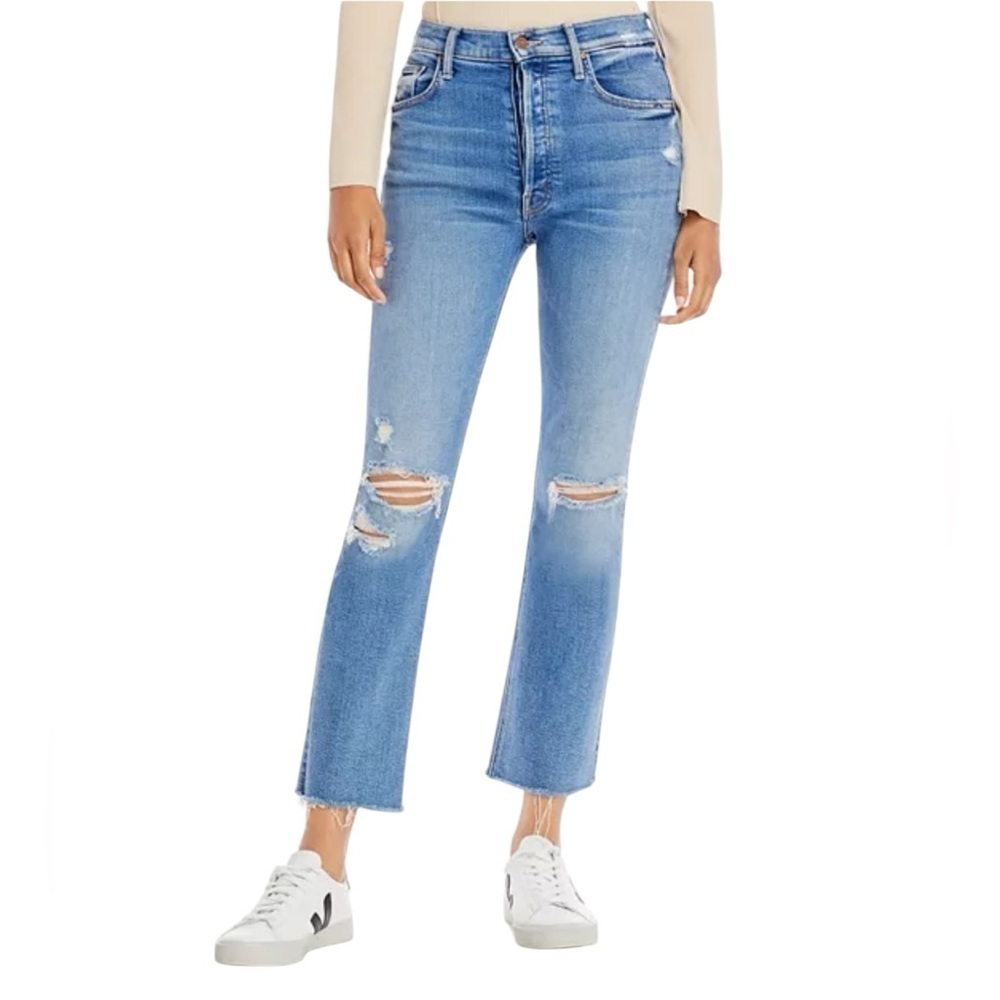 MOTHER - The Tripper High Rise Ankle Fray Flare Jeans Play Like a Pirate…